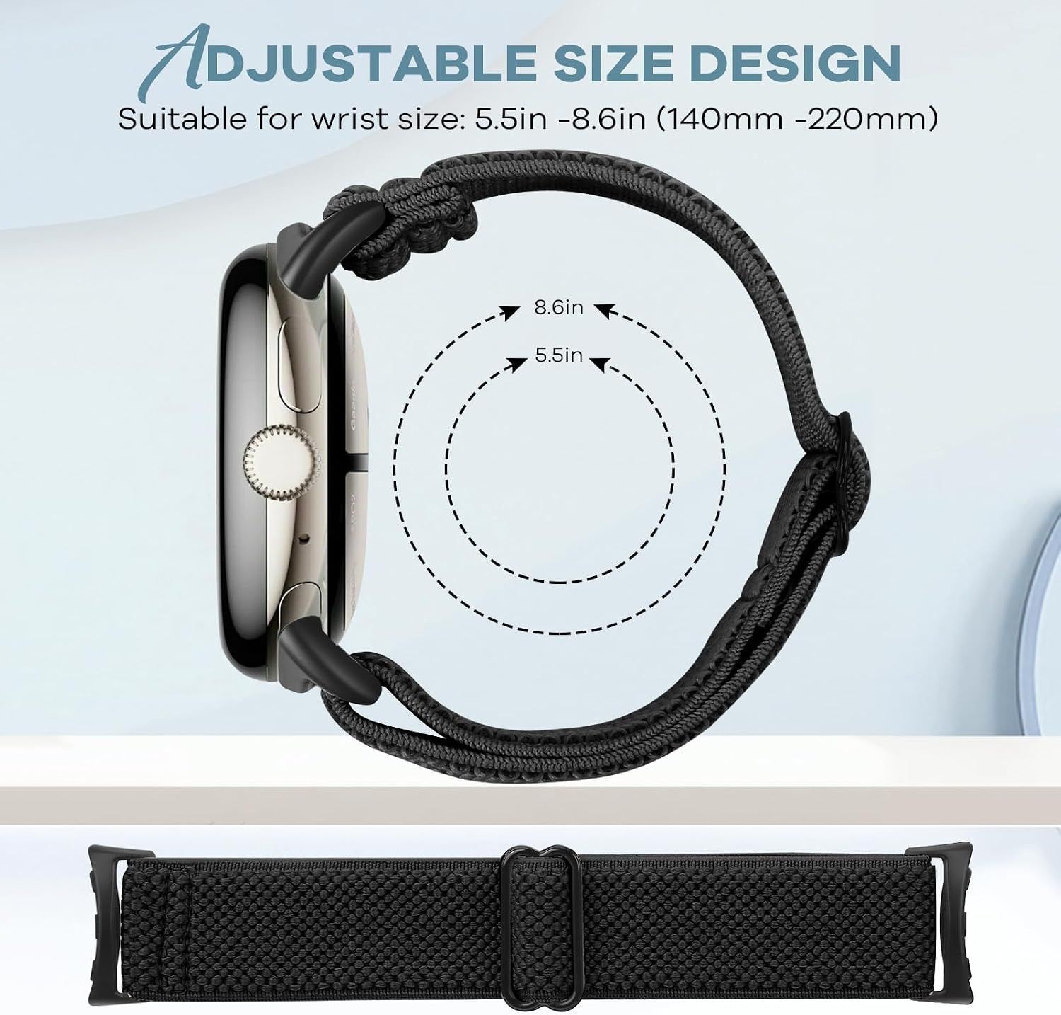 Adjustable Stretchy Nylon Band for Google Pixel Watch 41mm – Compatible Straps