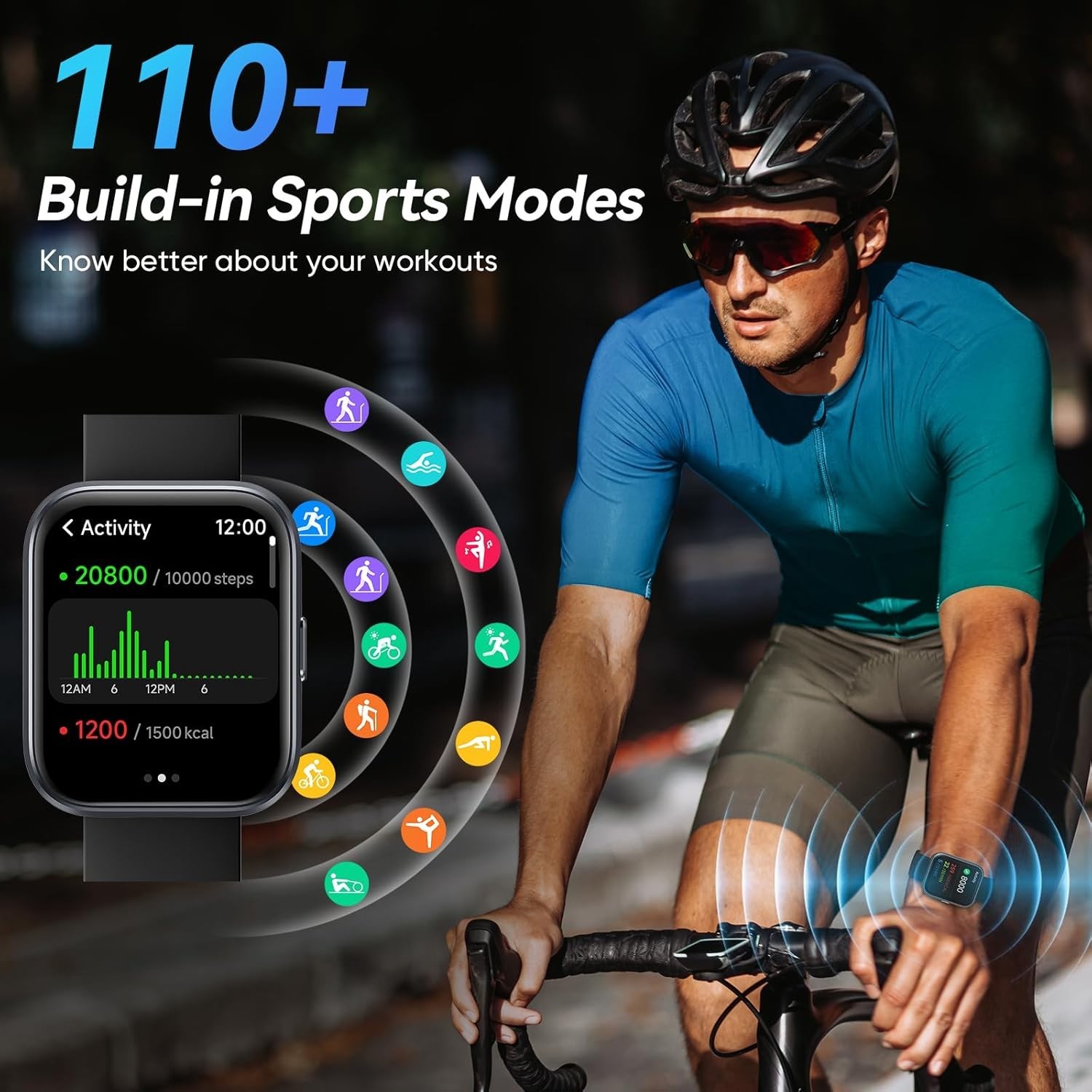 1.8″ Smartwatch for Men & Women – Alexa, Bluetooth Calls, 110 Sports Modes