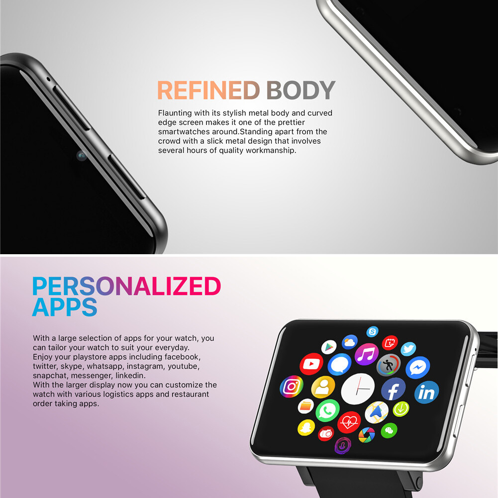 2.86″ 4G WiFi Smart Phone Watch 16GB/32GB 5MP Camera Unlocked Call SIM Support