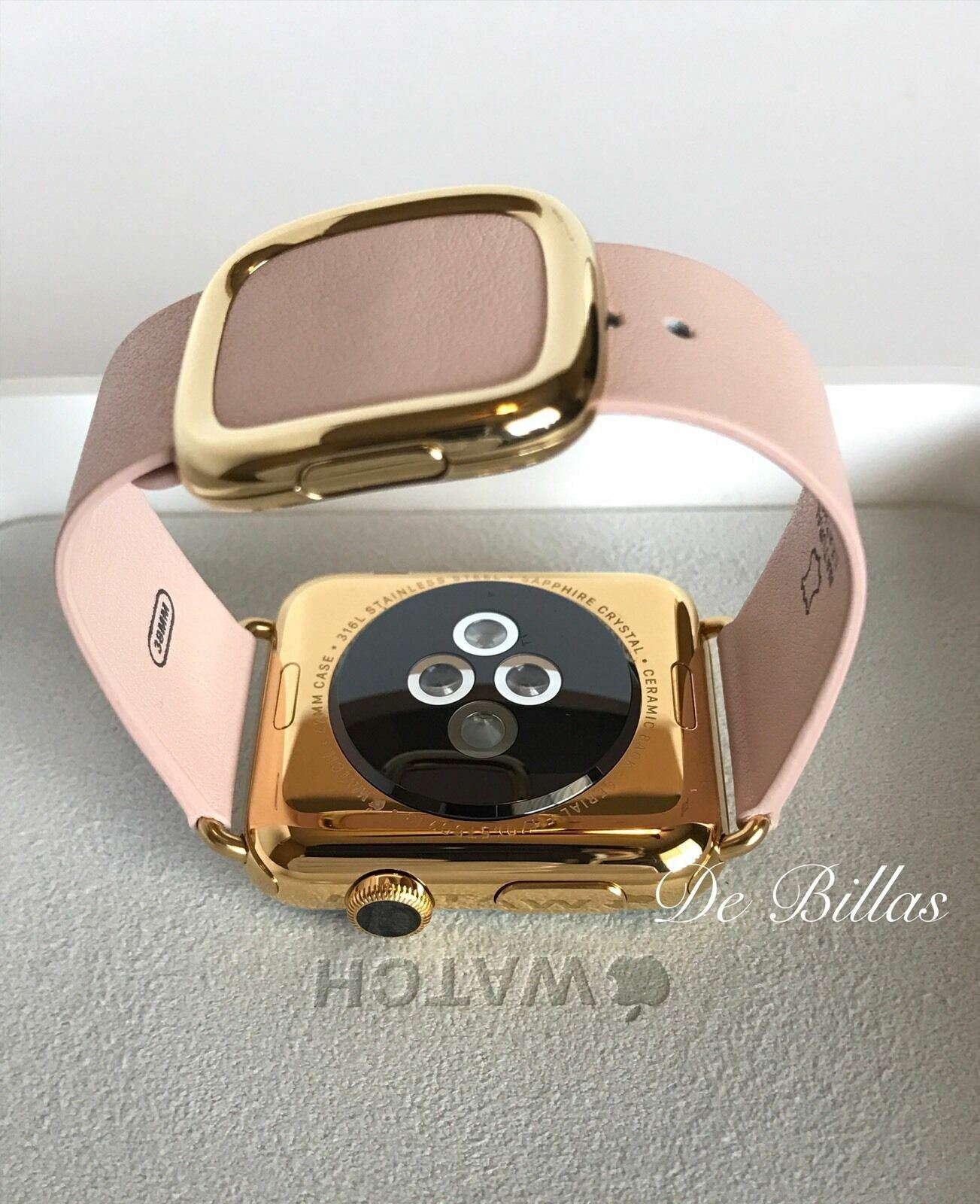24K Gold Plated 42MM Apple Watch SERIES 2 ROSE Modern Leather Buckle Small/M