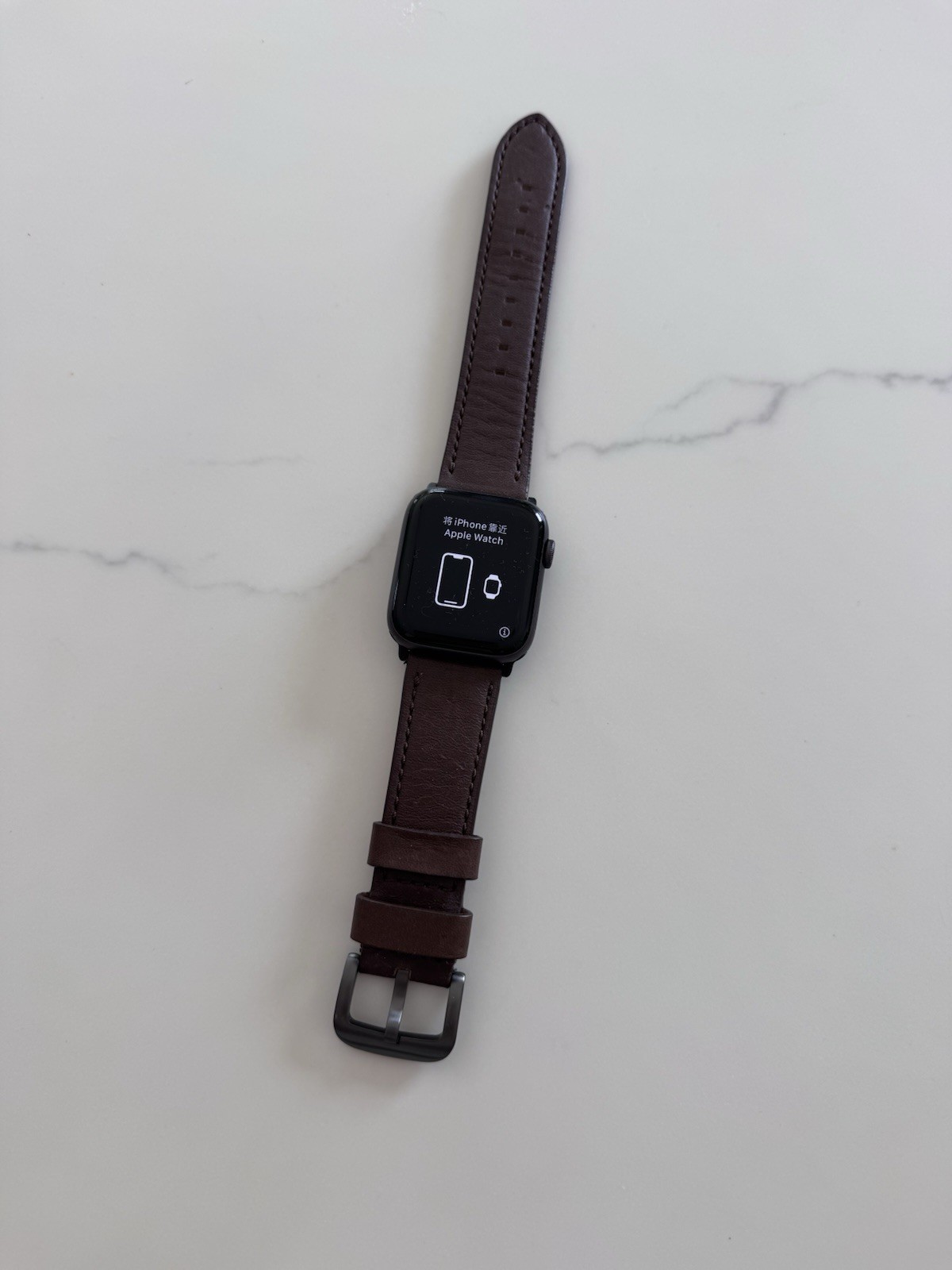 Apple Watch Series 6 44mm Space Gray Aluminum Case with Shinola Leather Band