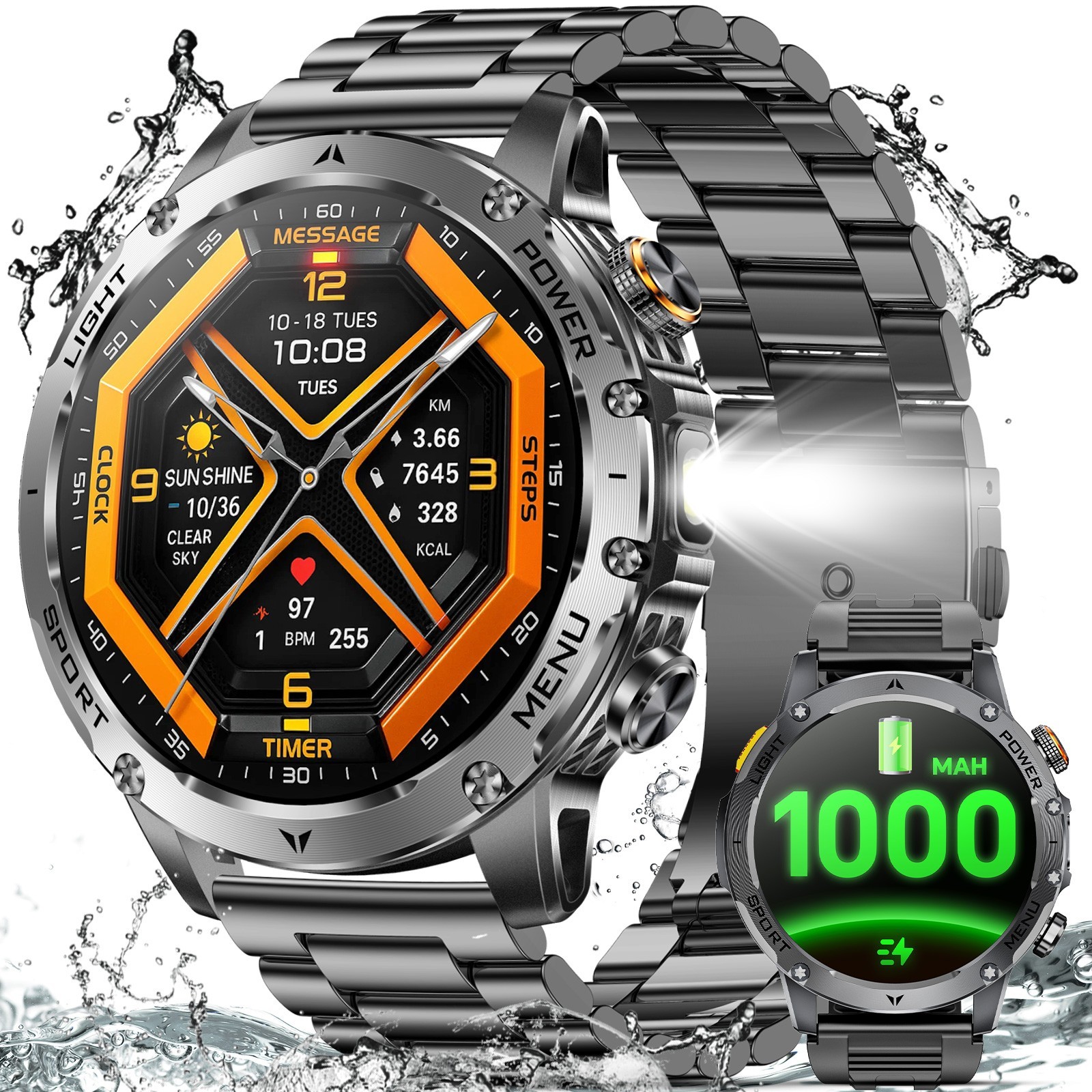 Military Smart Watch For Men (Answer / Make Call) 1000mAH Sports Fitness Tracker