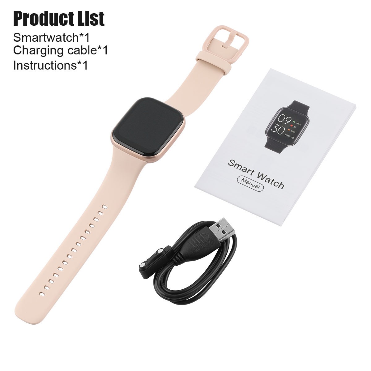 1.69″ HD Touch Screen Smartwatch for Android iOS 25 Sport Modes 7-Day Battery
