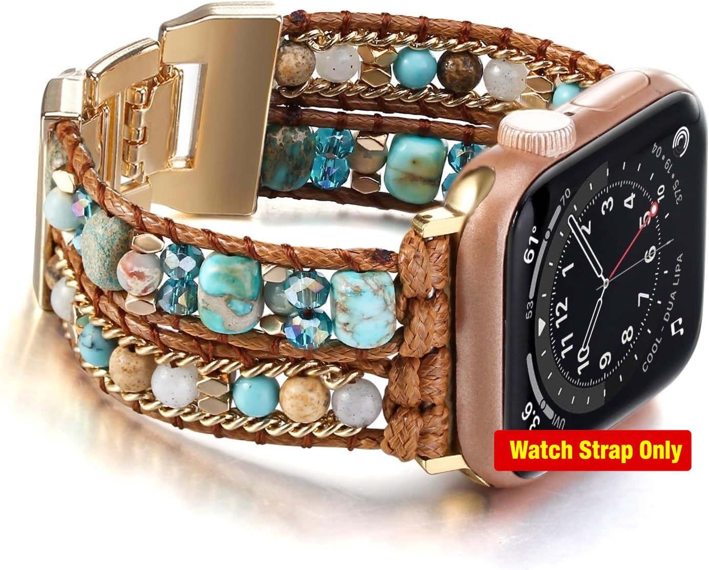 Natural Stone Beaded Strap Compatible with Apple Watch 41mm 40mm 44mm