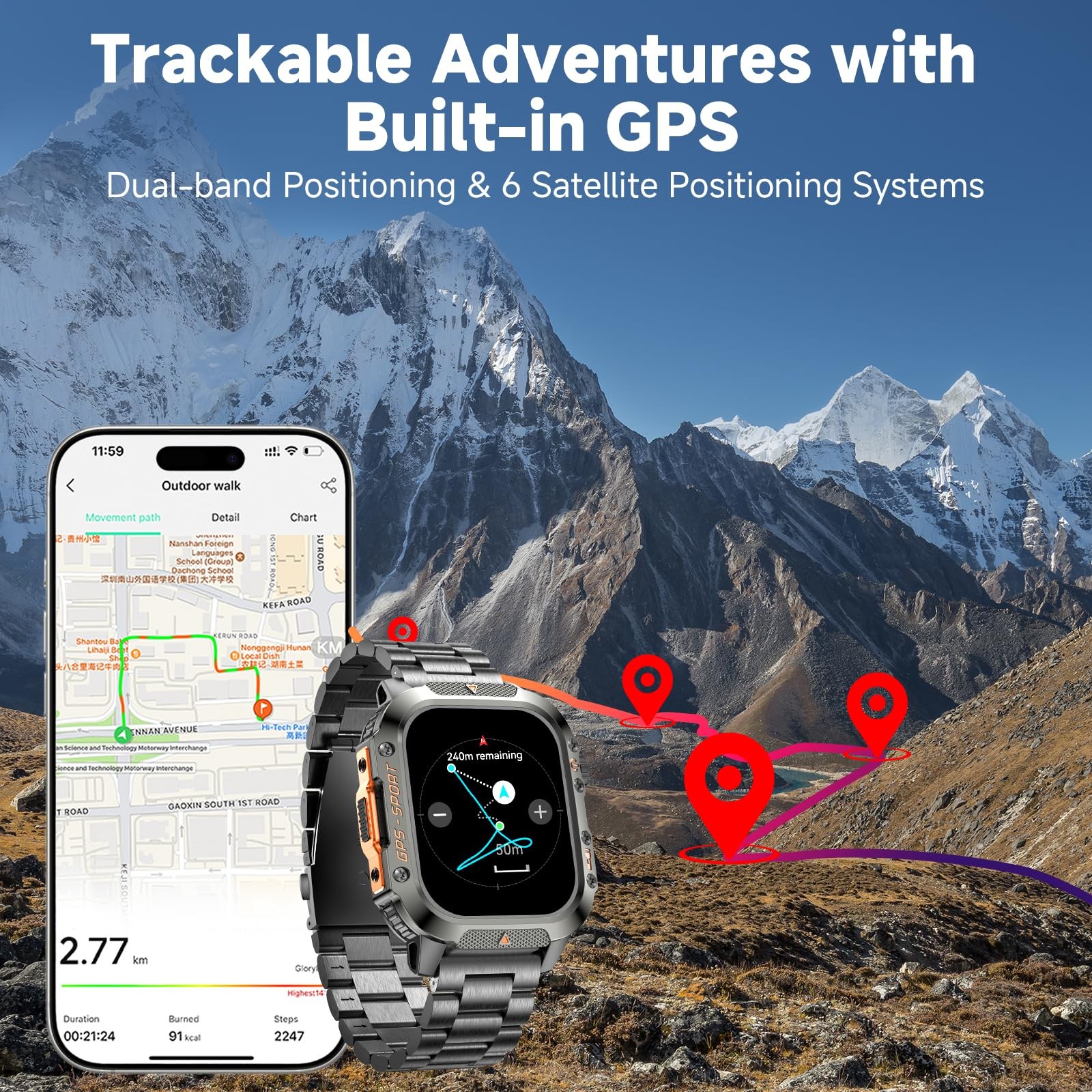 GPS for Men (Answer/Make Calls), 2.01” Military Rugged