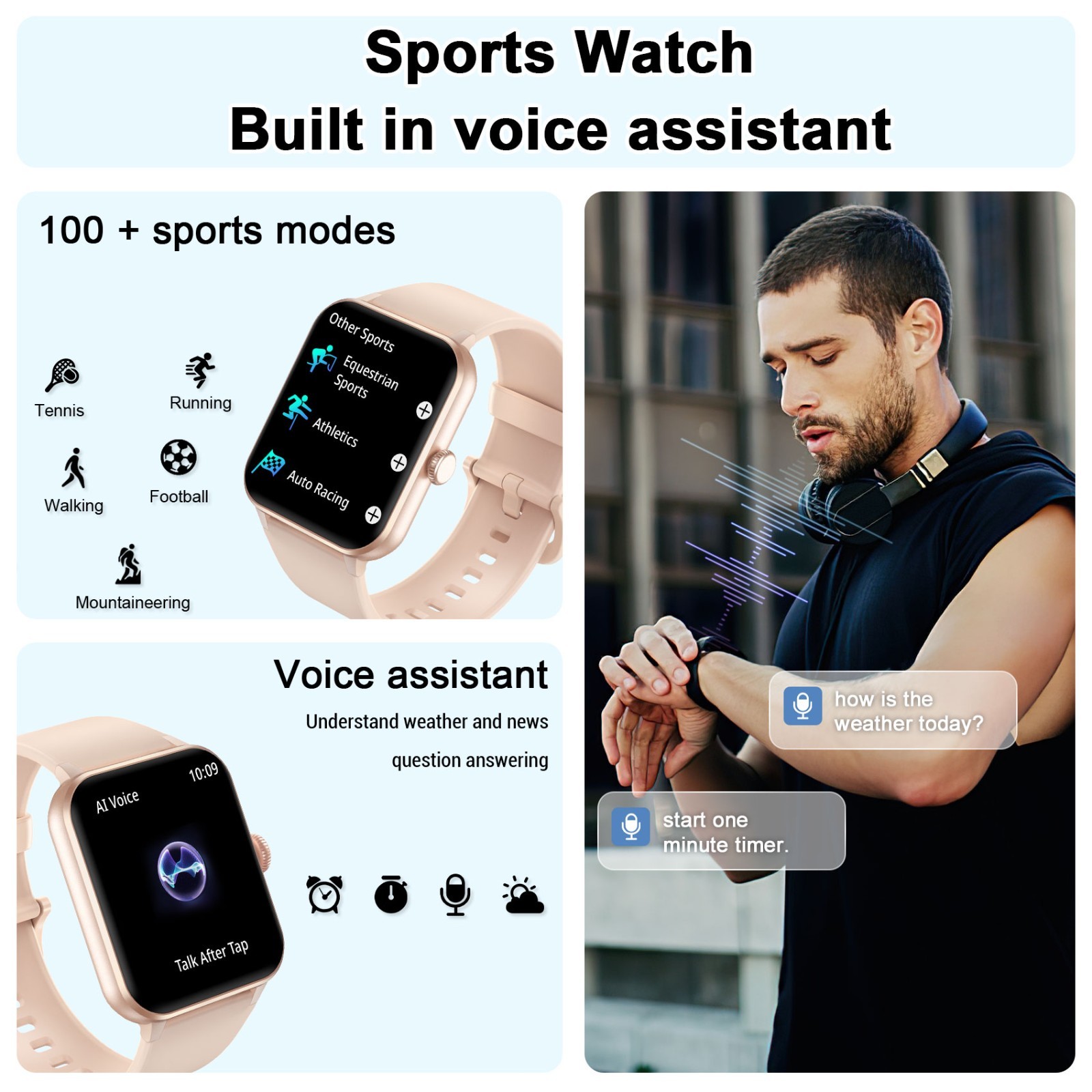 Bluetooth Smart watch Men/Women Bluetooth Compatible with iPhone Samsung Android