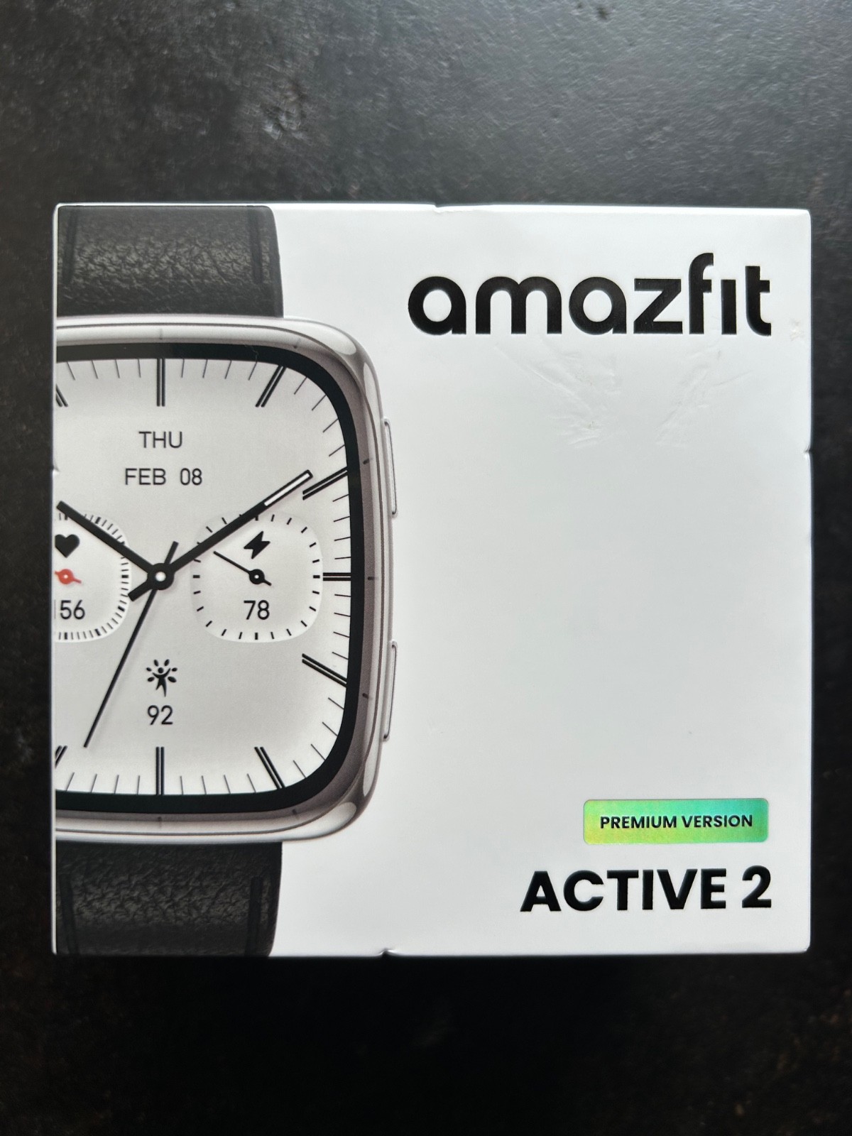 Amazfit Active 2 Smartwatch Premium Version Square Black Leather NEW