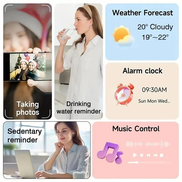 2026 Smart Watch Women Bluetooth Fitness Tracker Touchscreen Pink