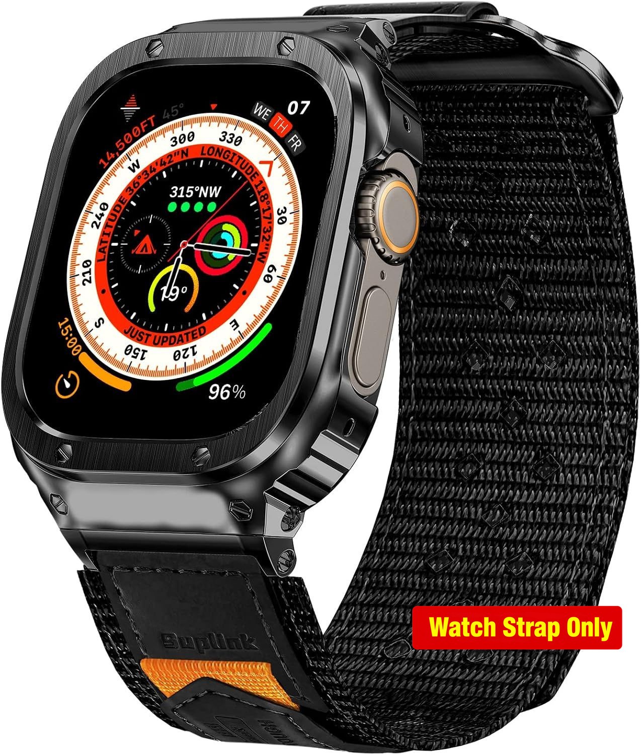 Nylon Band & Stainless Steel Case for Apple Watch 38mm 40mm 41mm Compatible