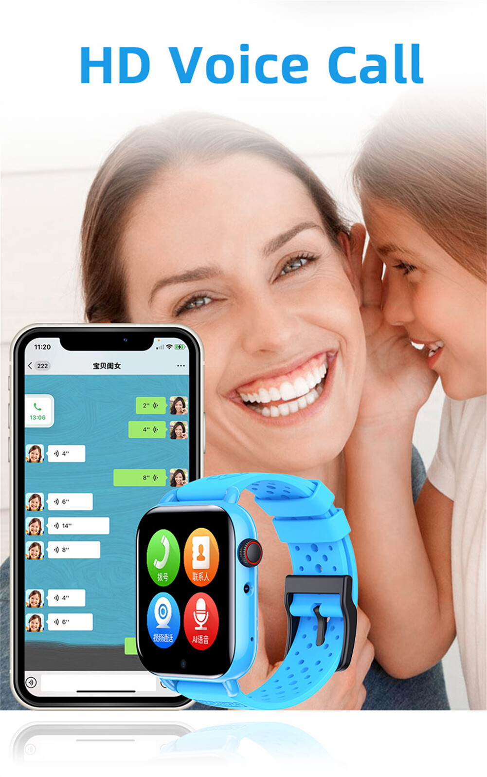 Kids Watches Smart Bracelet Dual Camera SOS SIM Card Support Location Tracker