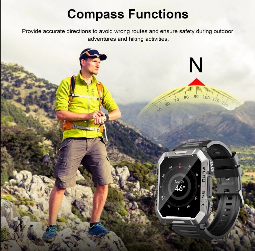 W60 Military Smart Watch (Call Receive/Dial) Tactical Fitness Tracker Open Box