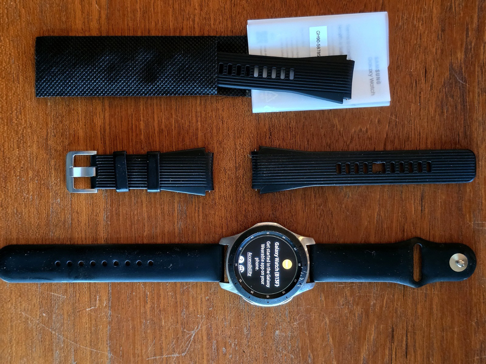 Samsung Galaxy Watch SM-R805 46mm Silver Case Classic Buckle Onyx Black – LTE…