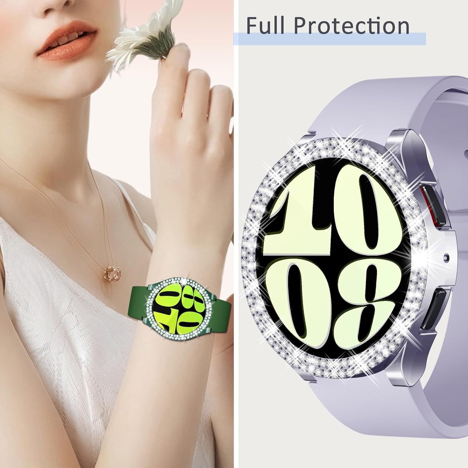 6-Pack Rhinestone Bumper Case and Screen Protector for Samsung Galaxy Watch 6 44