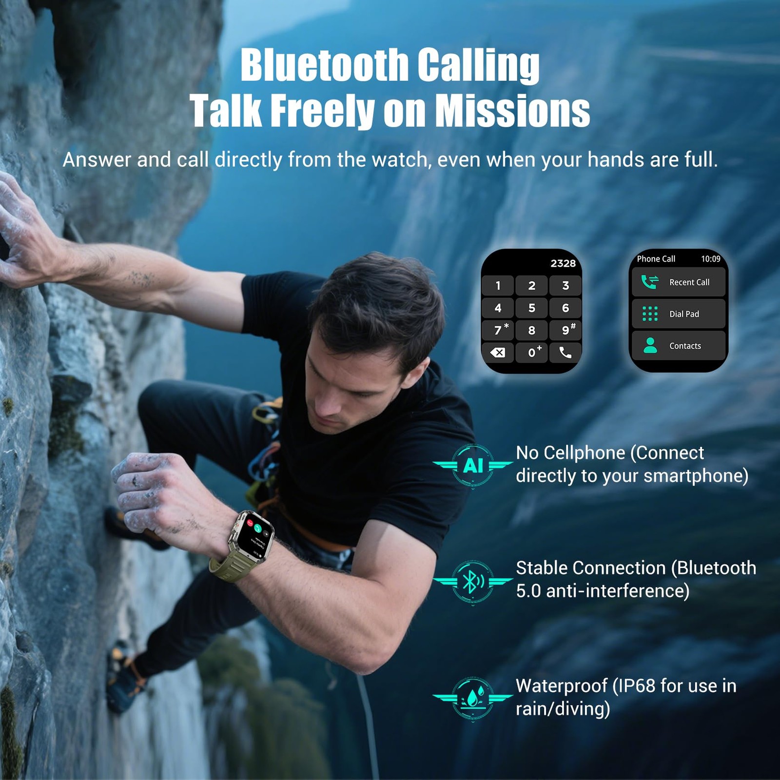 Military Tactical Smart Watches for Men, 100-Day Battery Rugged Fitness Watch…