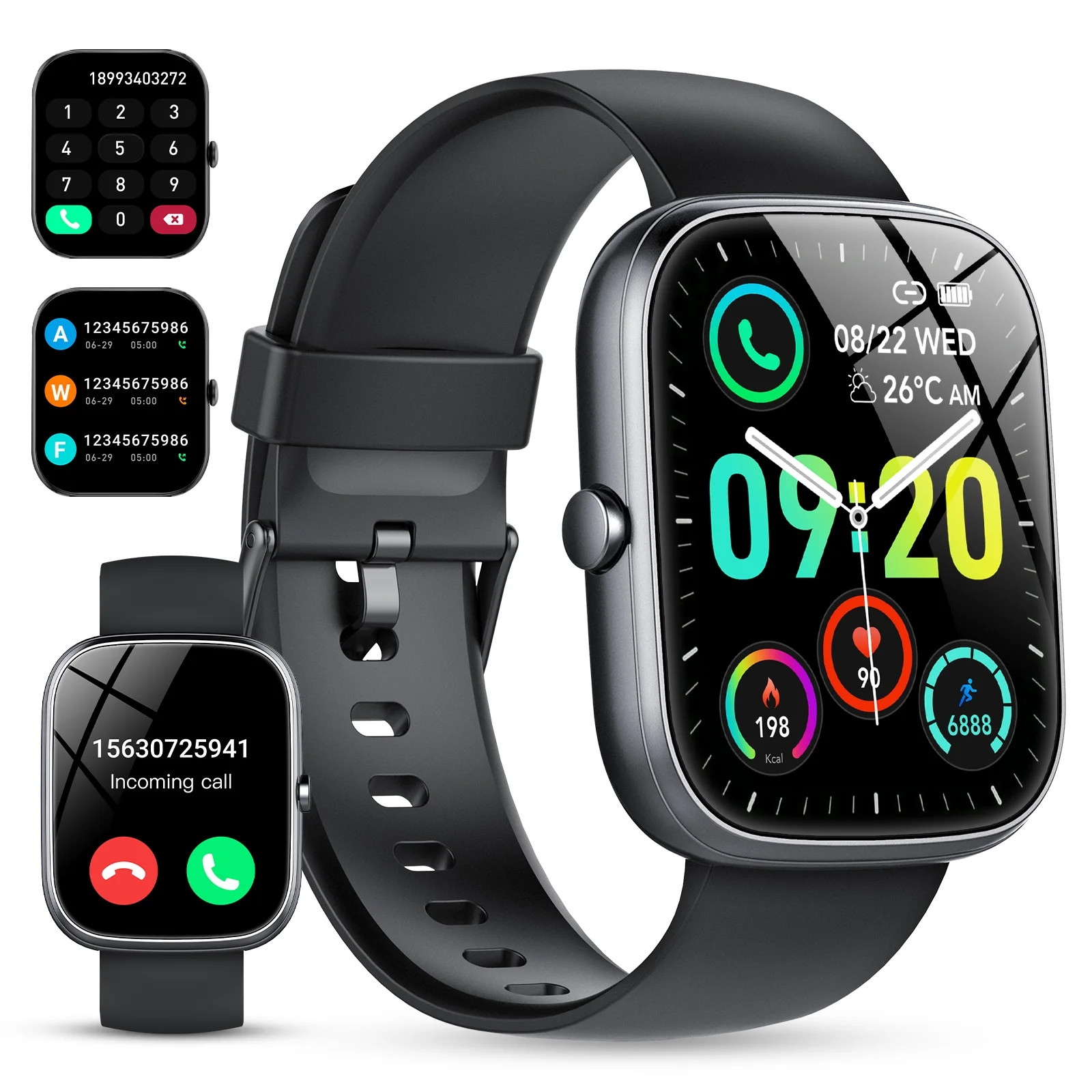IP68 Waterproof Smart Watch for Android/iPhone,100+ Sports Modes, Bluetooth Call