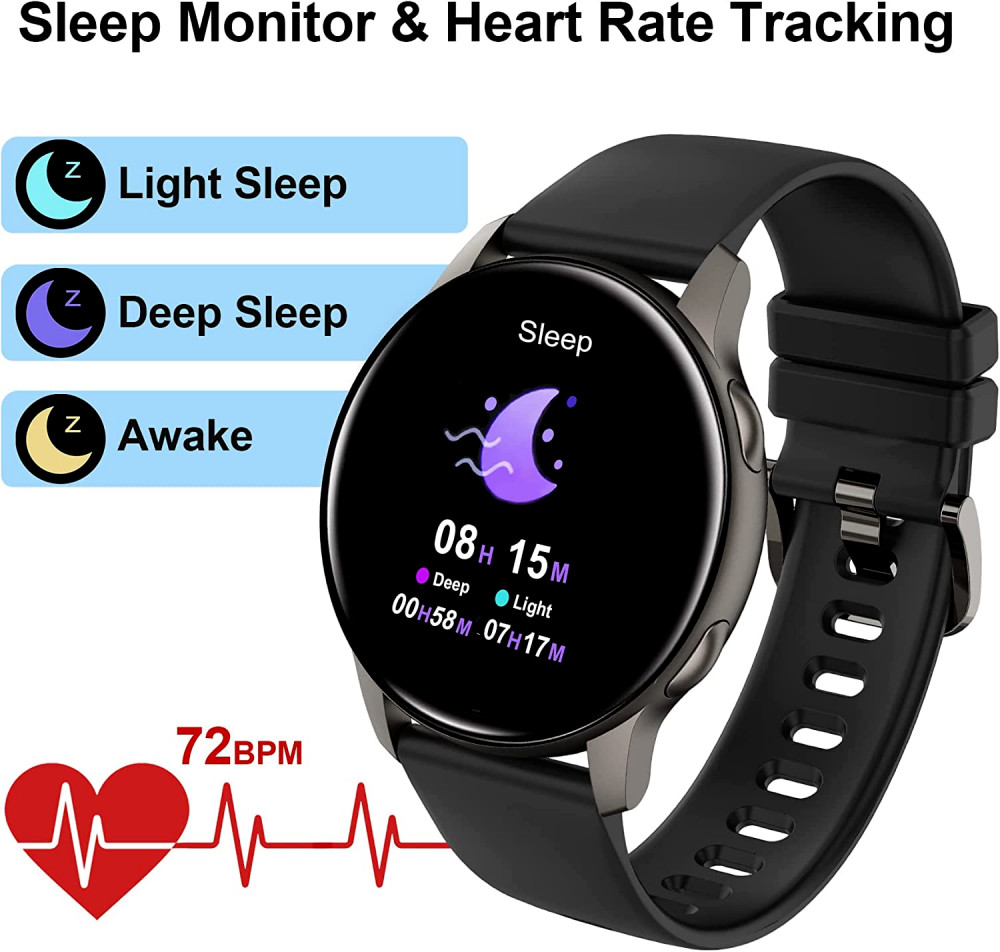 Smart Watches for Men Women, Smartwatch Samsung iPhone Android Phones Black
