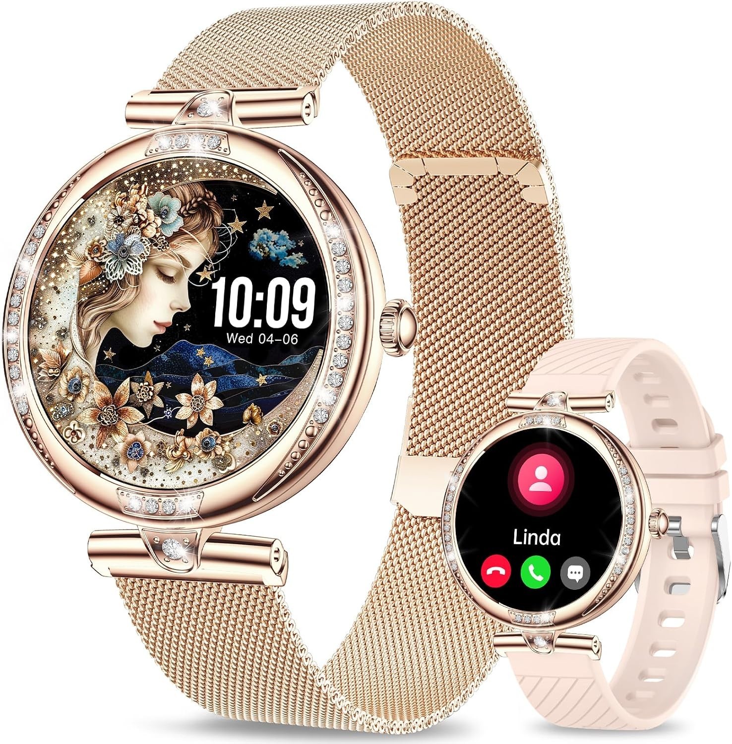 Stylish Women’s Smartwatch: 1.32″ AMOLED Display, Call Features & Health Tracker