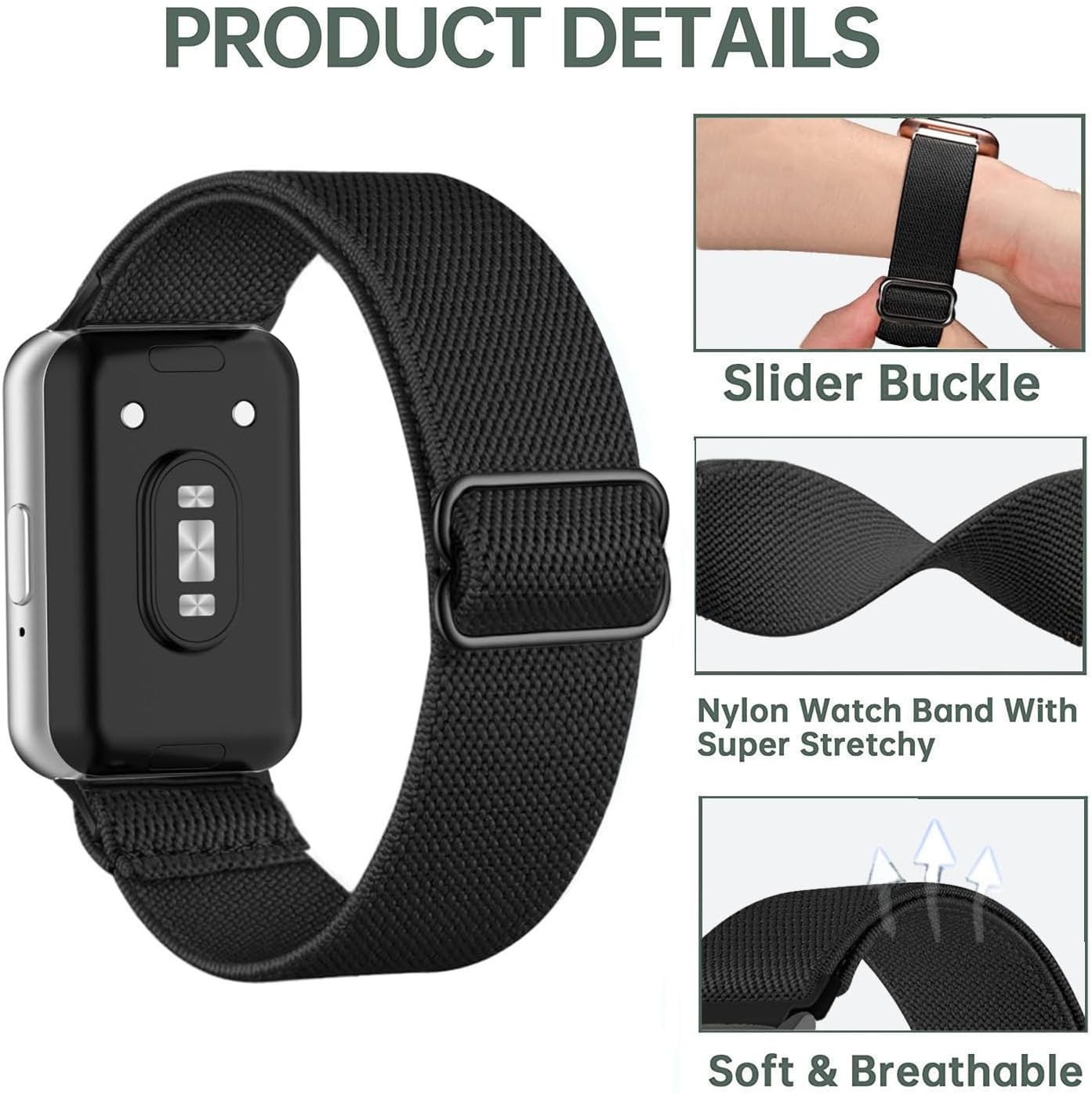 Stretchy Nylon Strap Compatible with Samsung Galaxy Fit 3 Band