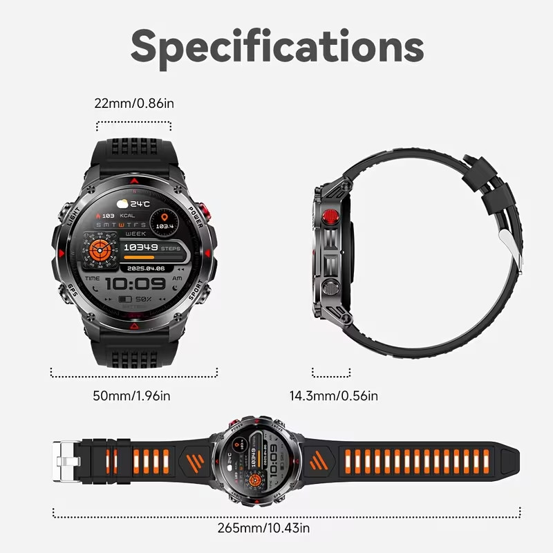 Men’s GPS Smartwatch Outdoor IPX8 3ATM Waterproof Bluetooth Call 1.46″ IPS