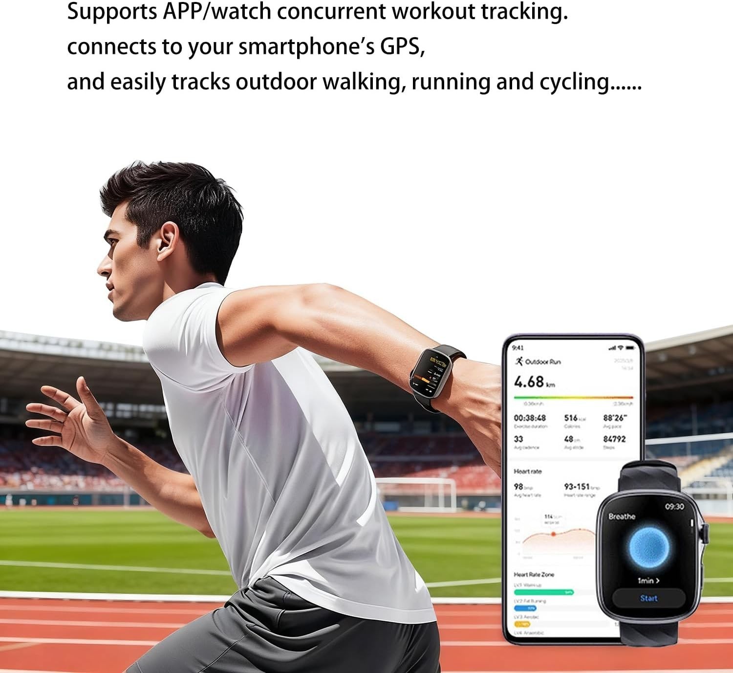 US Smart Watch Heart Rate/Blood Oxygen/Sports/Sleep Exercise Watch Android IOS