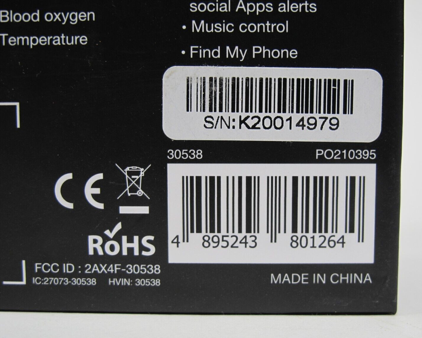 Kore 2.0 Smart Watch Fitness Tracker Heart Monitor Step Tracker Black