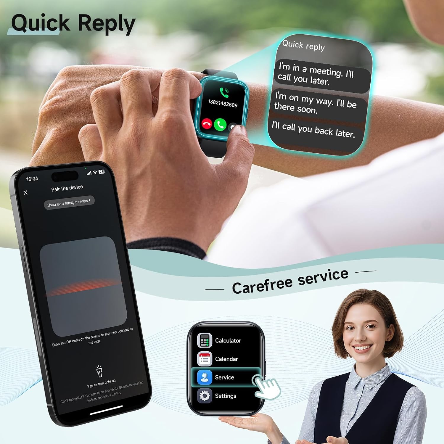 Smart Watch for Men Women, 1.8″ Fitness Tracker for Android & iPhone, Answer/Mak