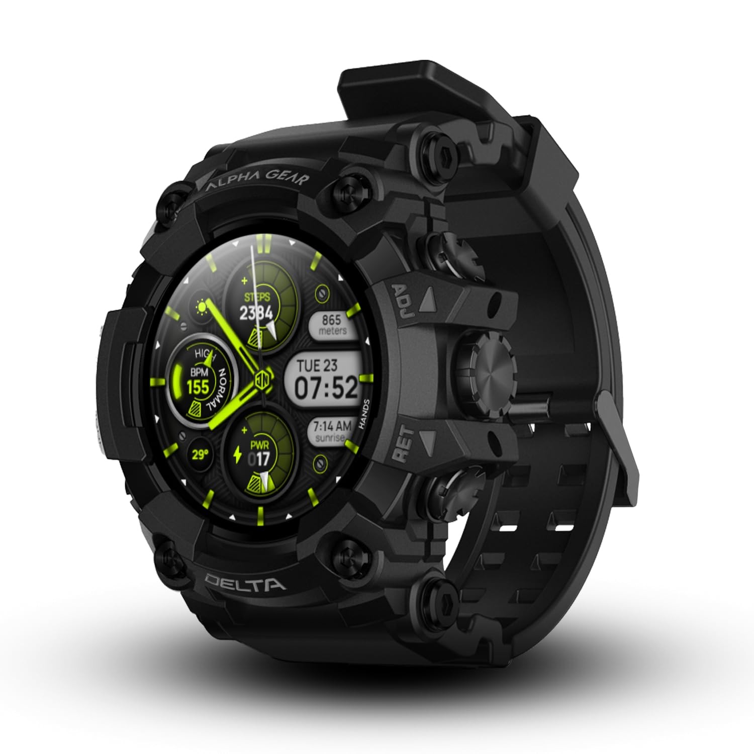 Alphagear Delta For Men Tactical Rugged Smart Watch Ip69K Resistant 380Mah
