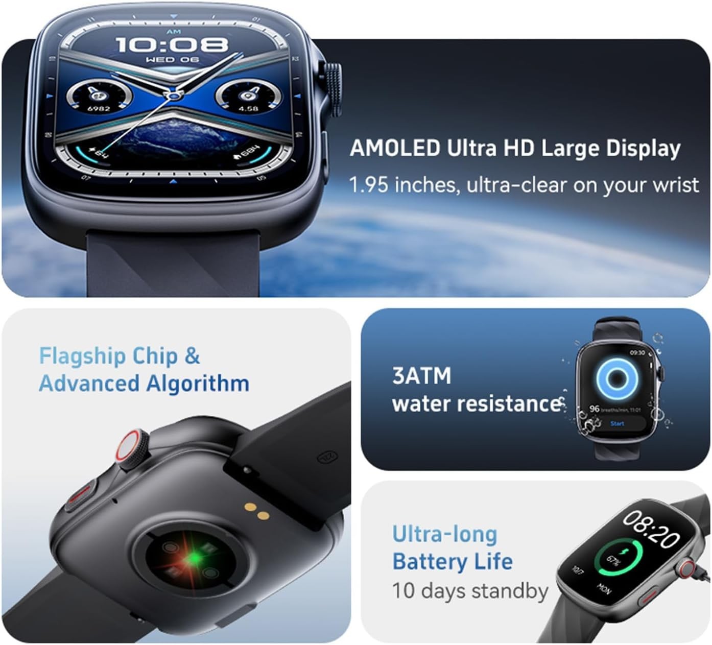 US Smart Watch Heart Rate/Blood Oxygen/Sports/Sleep Exercise Watch Android IOS