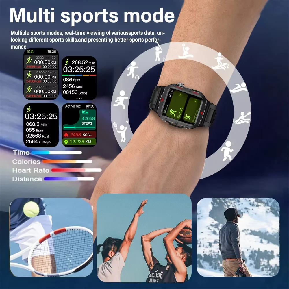 Outdoor Smartwatch Bluetooth Talking Smartwatch 1.73 Inch Sports Fitness Watch