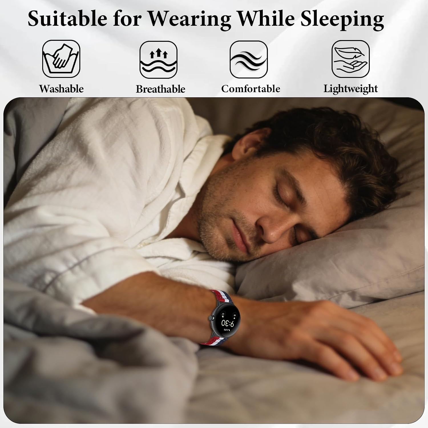 Soft Nylon Strap Compatible with Google Pixel Watch 1/2, Adjustable, All-Day Wea
