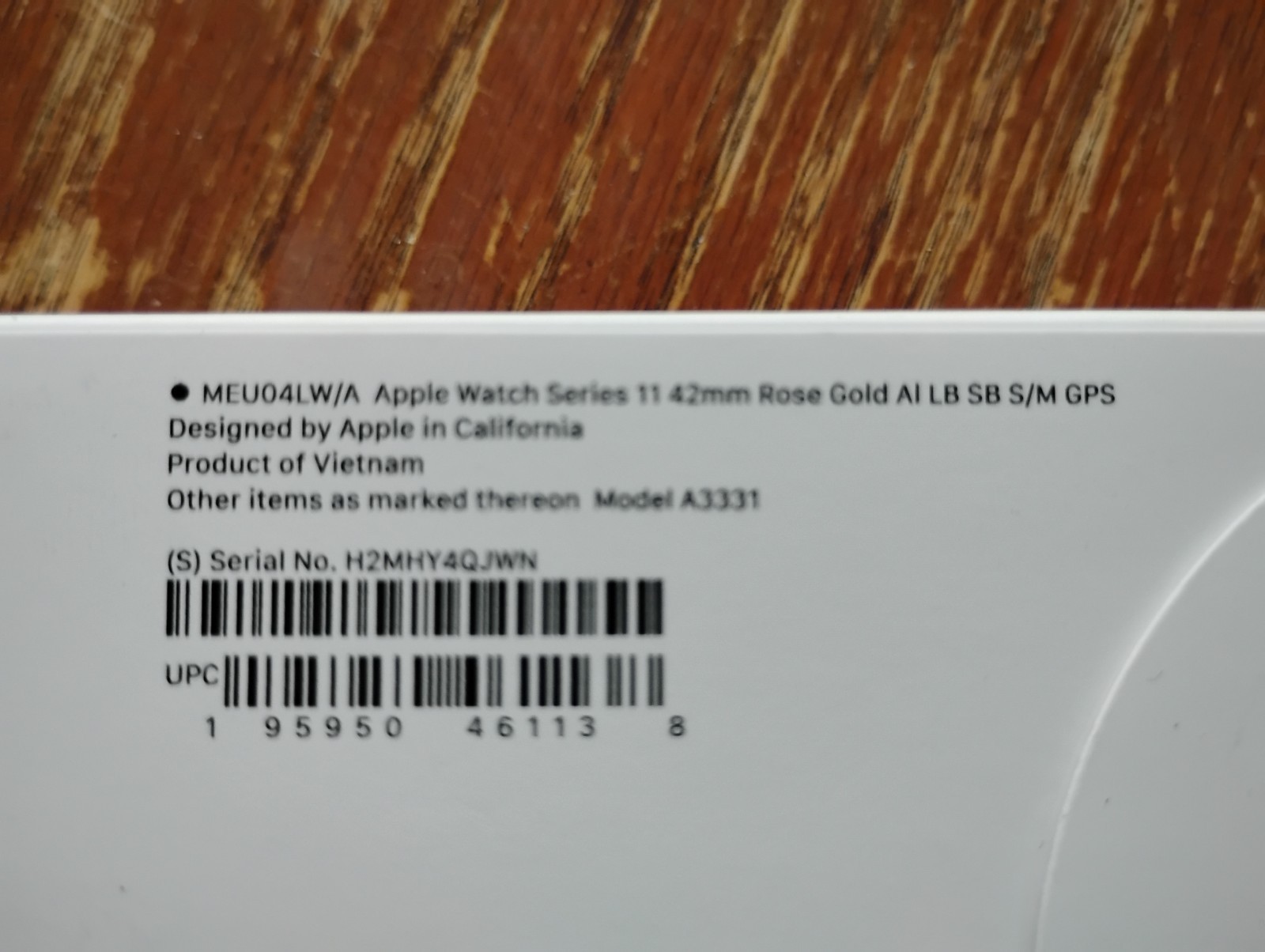 Apple NEW SEALED Series 11 42mm GPS Rose Gold S/M MEU04LW/A Model A3331.