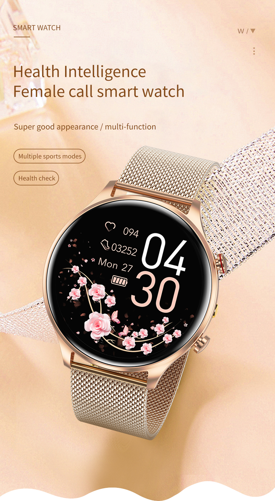 Luxury Smart Watch Women Bluetooth Call Wristwatches Sports Bracelet for Phones