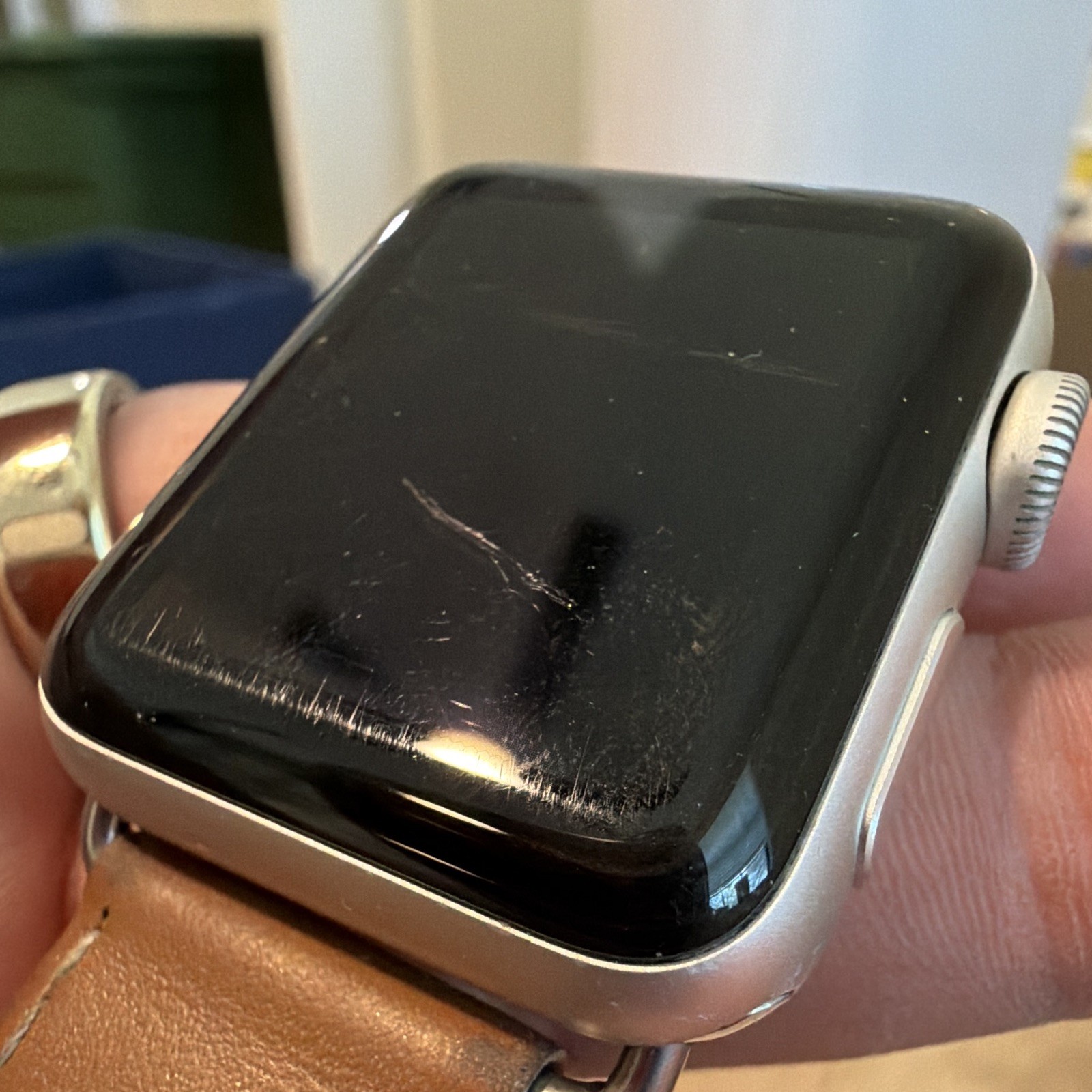Apple Watch Series 2 38mm GPS Silver Aluminum Case Brown Leather Band