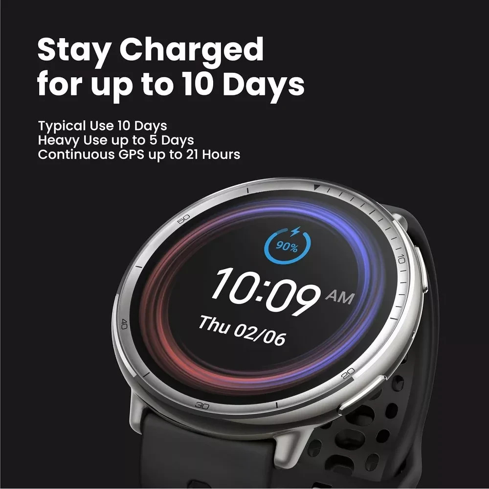 New Amazfit Active 2 Premium Version 44mm Fitness Smart Watch Black Leather