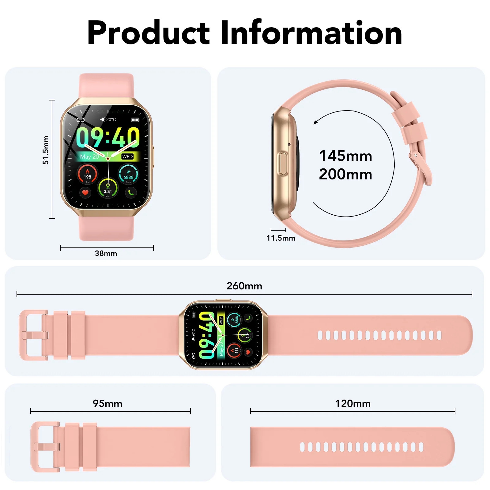Smart Watch Fits for Android and iPhone 1.96” Smartwatch for Men Women 110+ Spo