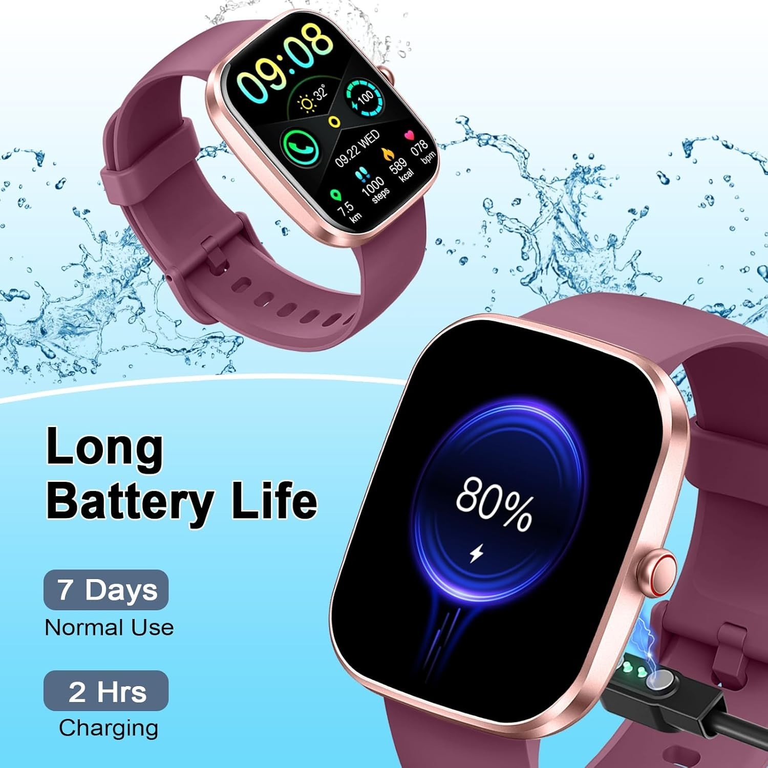 Soudorv Black Smart Watch (Answer/Make Call) 1.91″ T70 Pedometer IP68 Waterproof