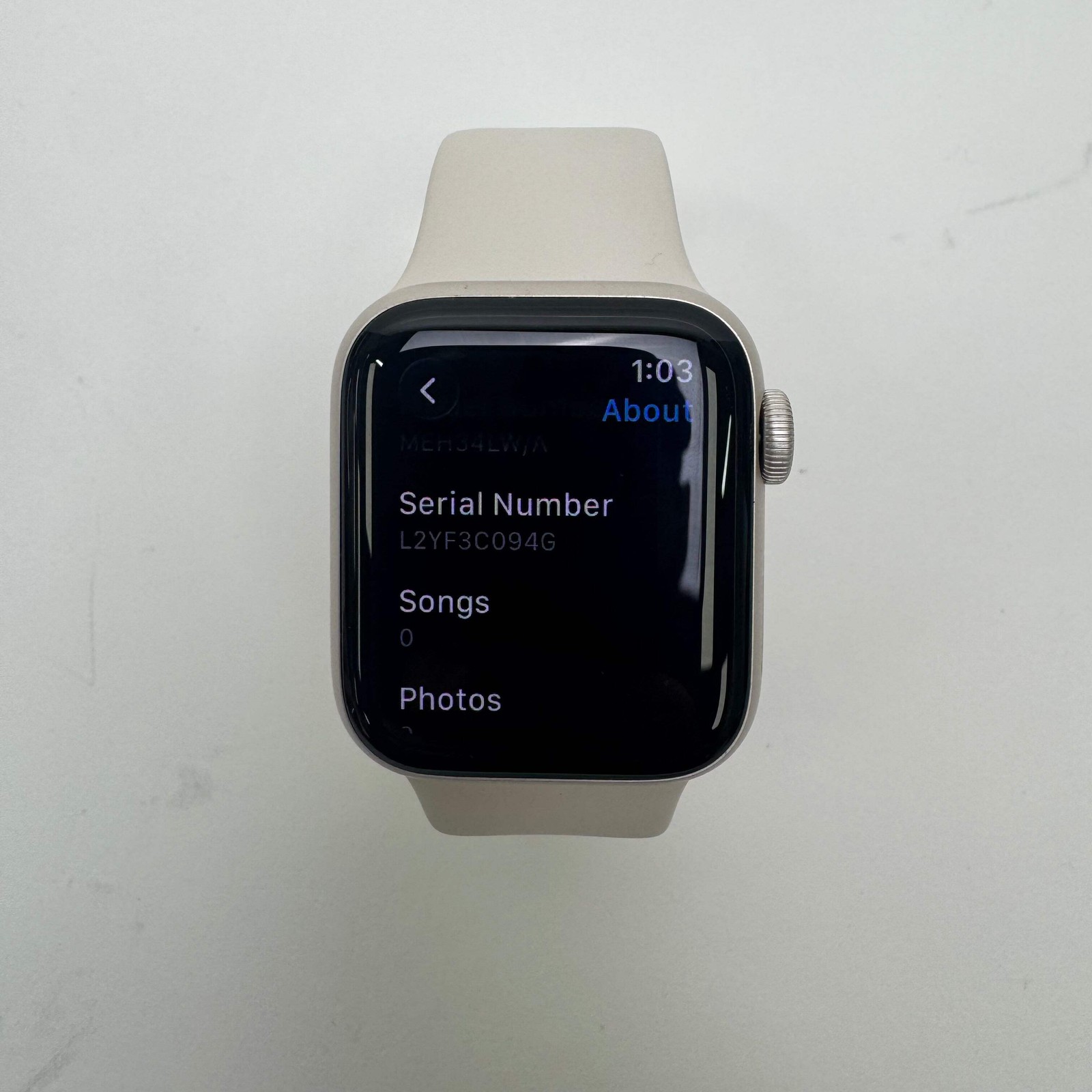GPS Only Apple Watch SE 3 40MM Starlight Aluminum Starlight Sport Band MEH34LW/A