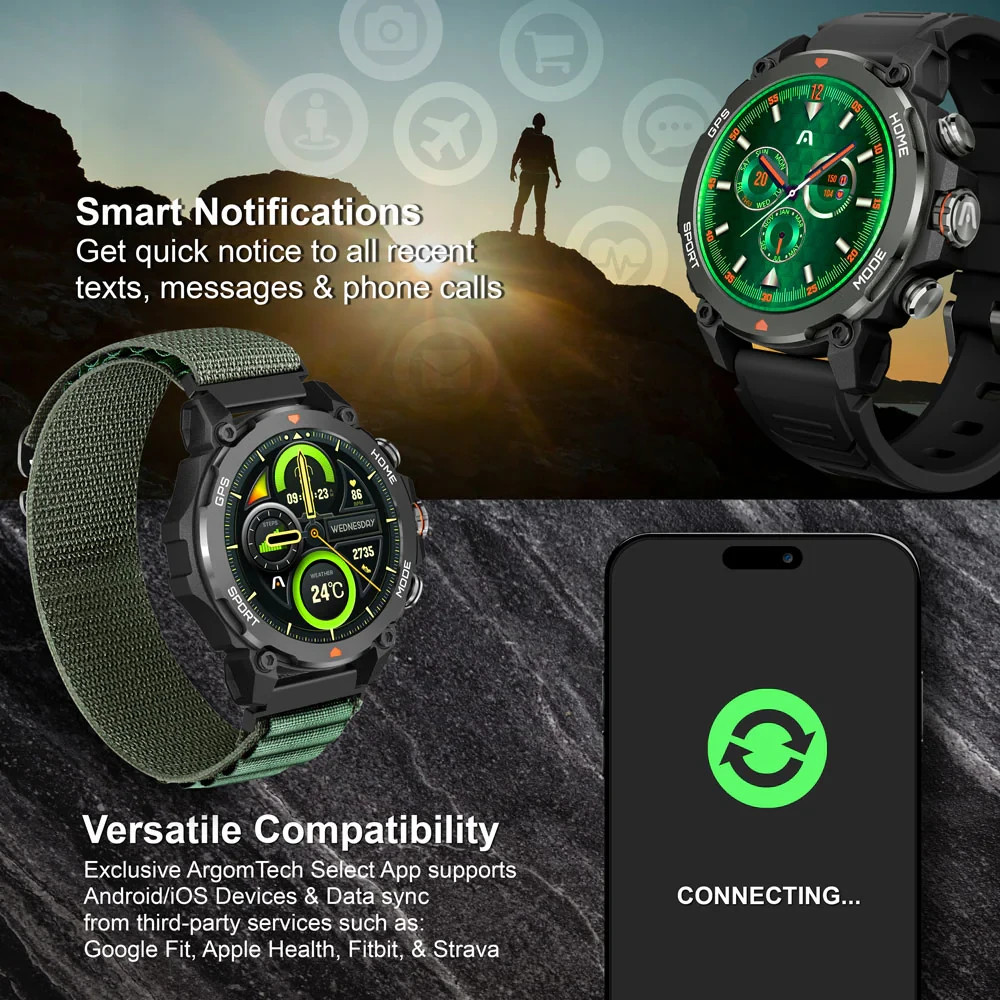 ArgomTech SkeiWatch C80 Rugged Smartwatch GPS AMOLED Bluetooth Call