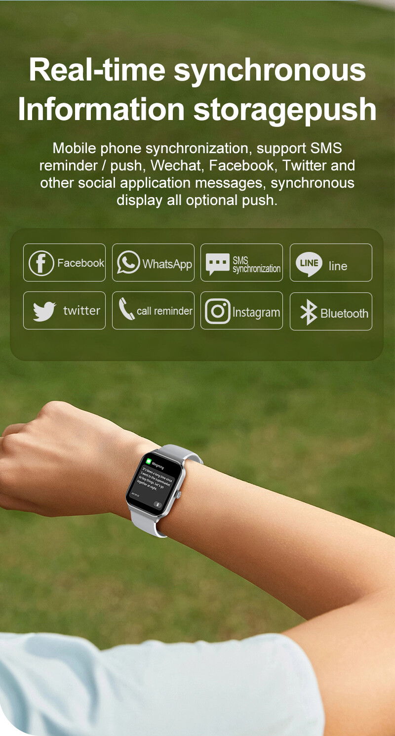 1.96inch Bluetooth Smart Watch Sleep Monitor 100 Sport Models Women Men Bracelet