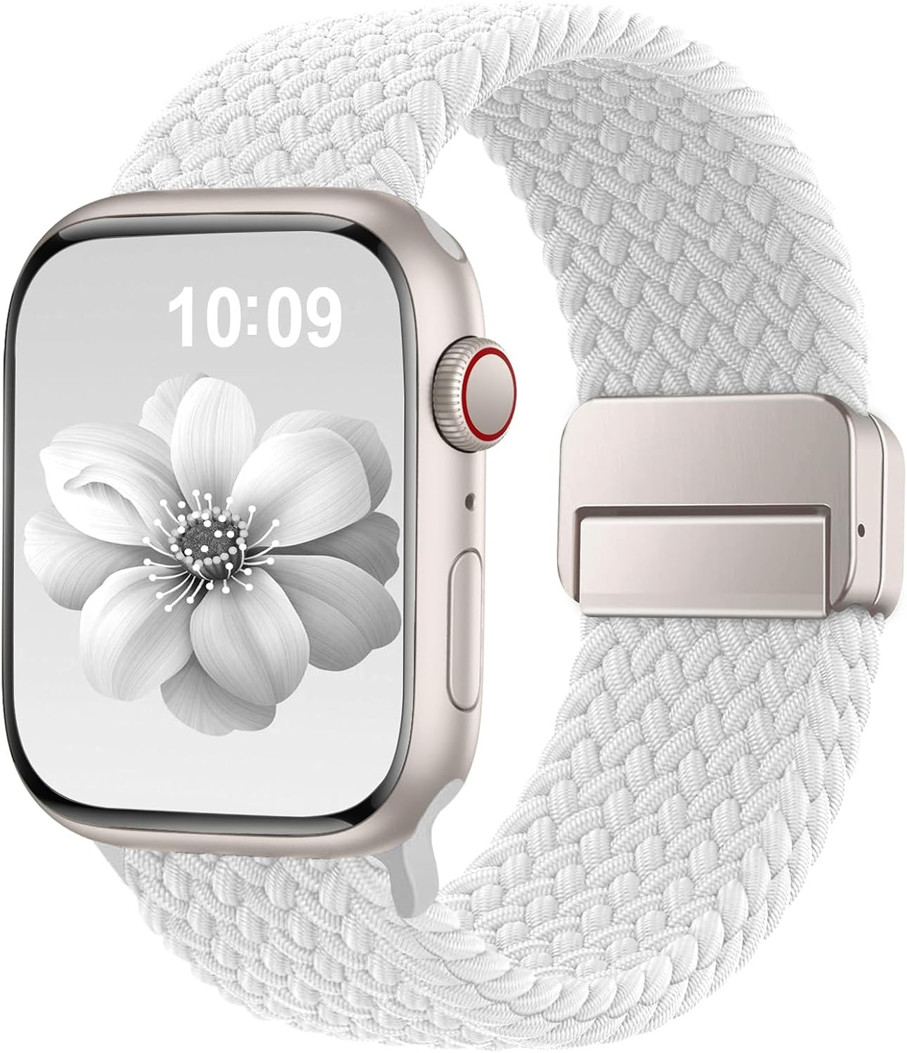 Braided Nylon Band for Apple Watch Series 7, 38mm, 40mm, 41mm, 44mm – White