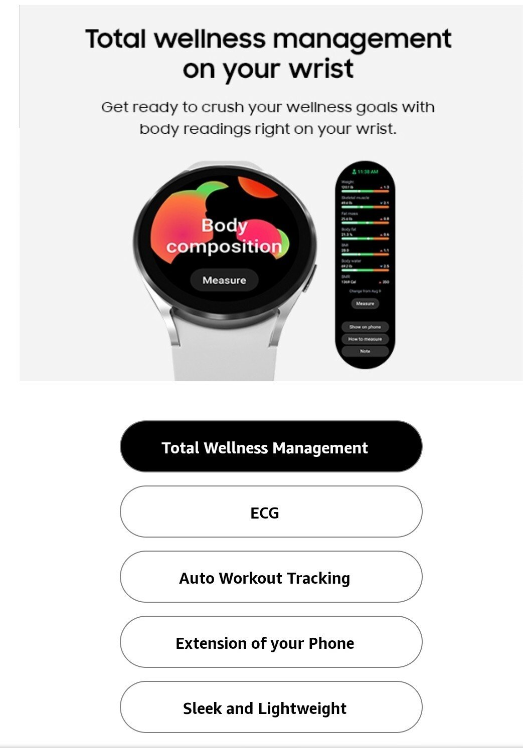 Samsung Galaxy Watch4 SM-R870 44mm Aluminum Case with Sport Band – Silver…