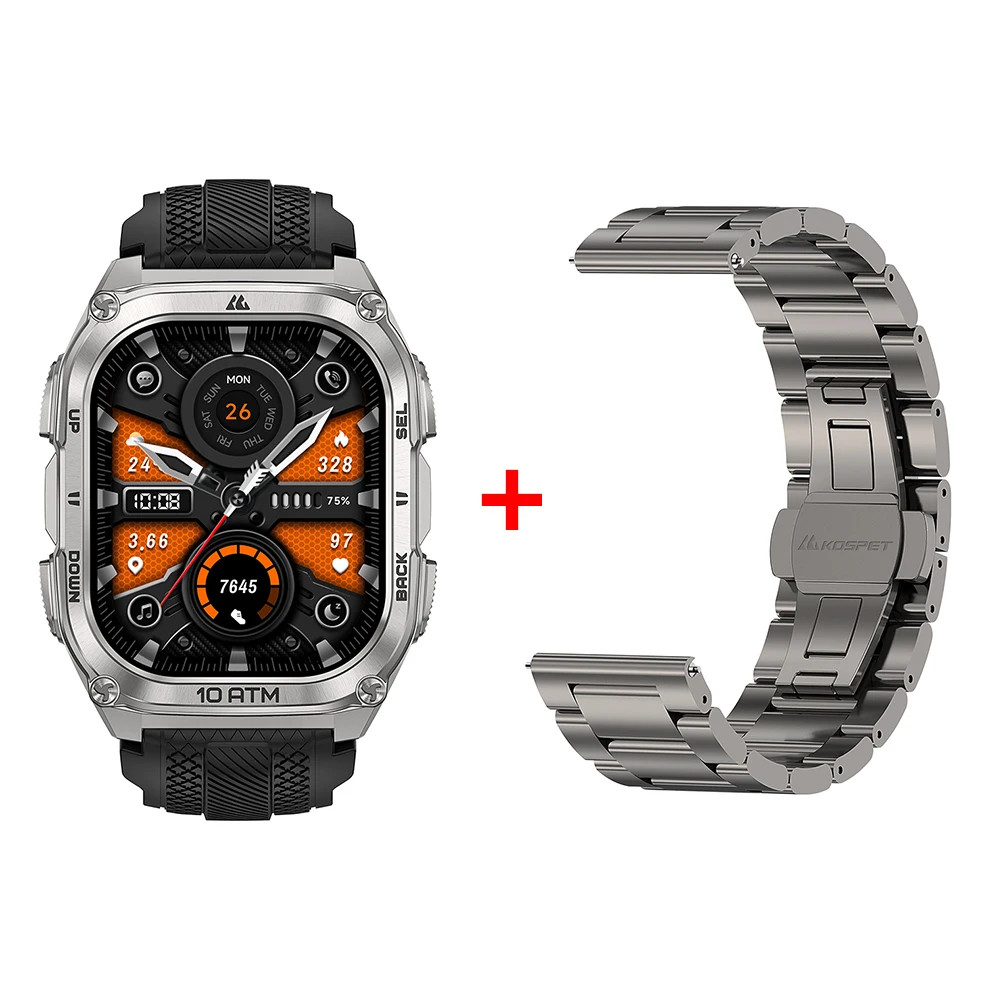 KOSPET Tank M4 Smart Watch for Men Stainless Steel GPS 6-Sat 10ATM Waterproof