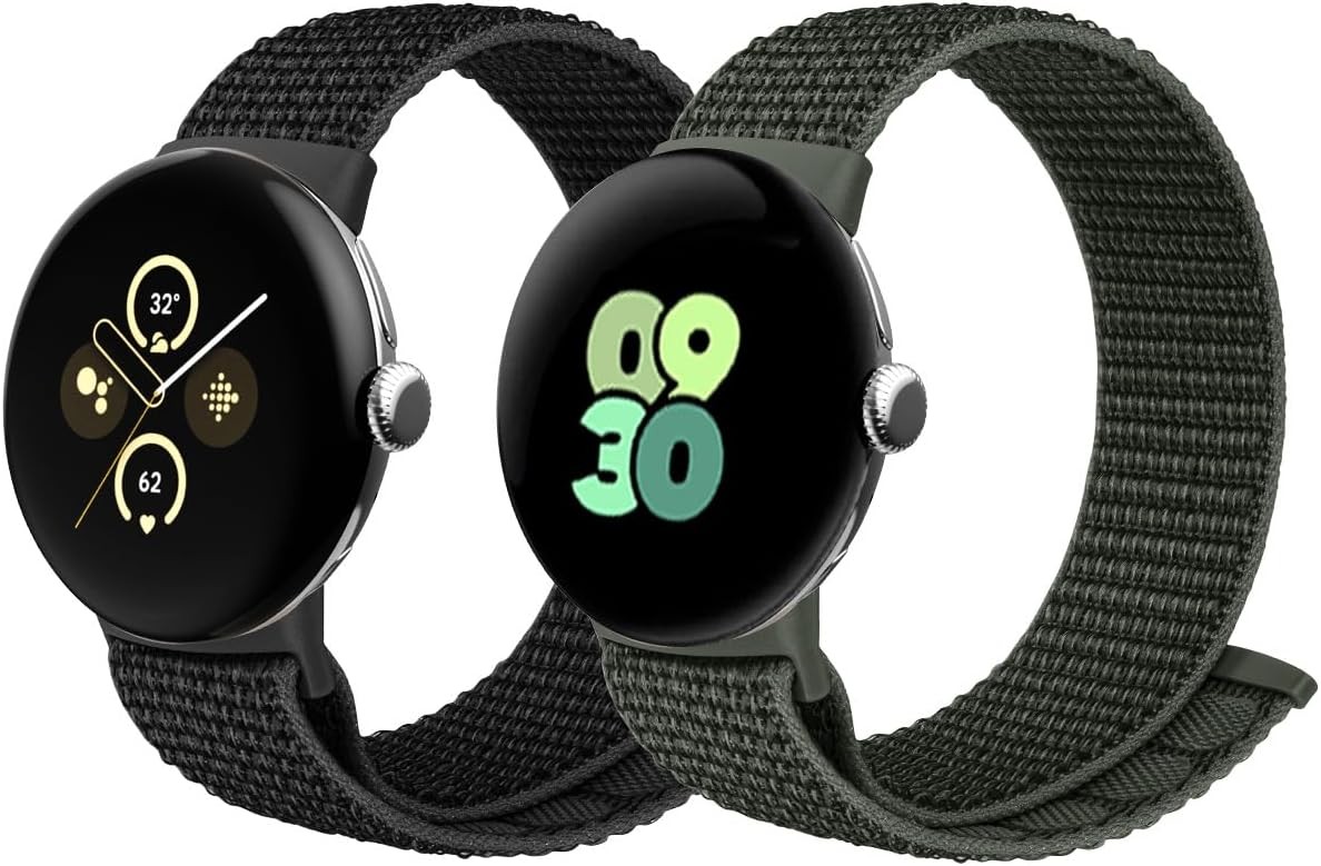 Adjustable Loop Nylon Straps for Google Pixel Watch 41mm – 2 Pack