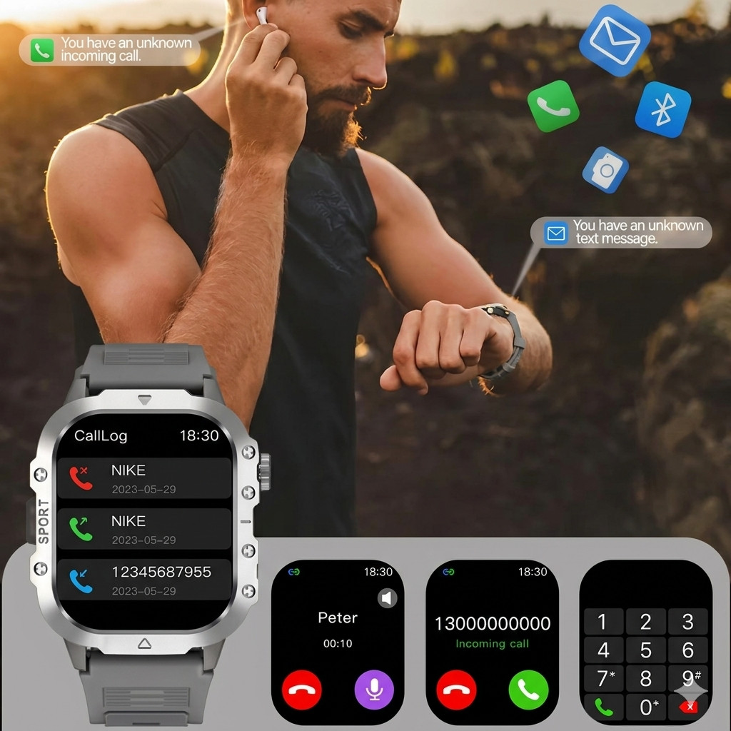 2025 Military Smart Watch GPS Bluetooth Call Fitness Tracker for Android iOS