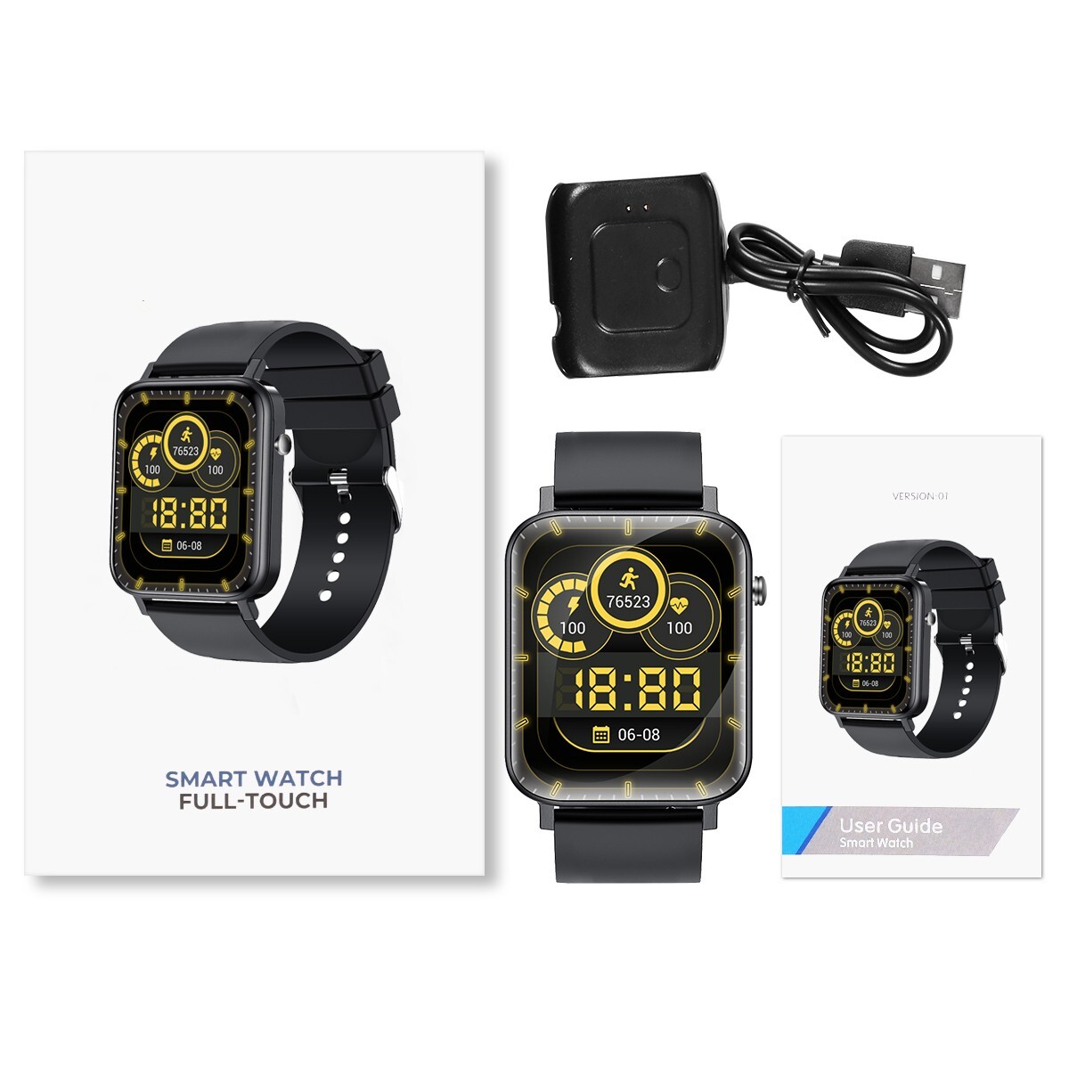 Bluetooth Smart Watch Heart Rate Blood Oxygen Sports Monitor Waterproof Watch