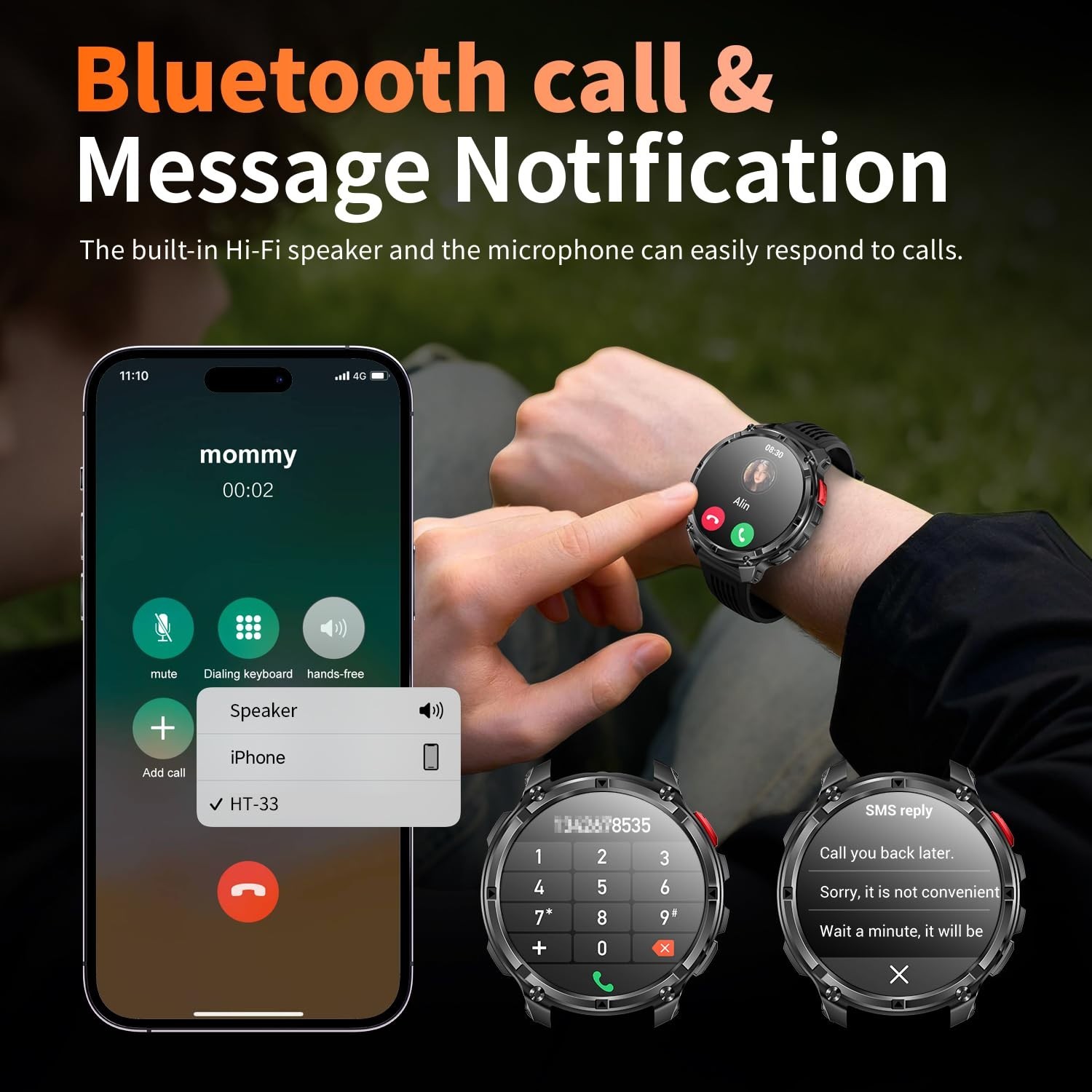 Men’s Military Smart Watch – Fitness Tracker, Waterproof, 100+ Sports Modes, Hea