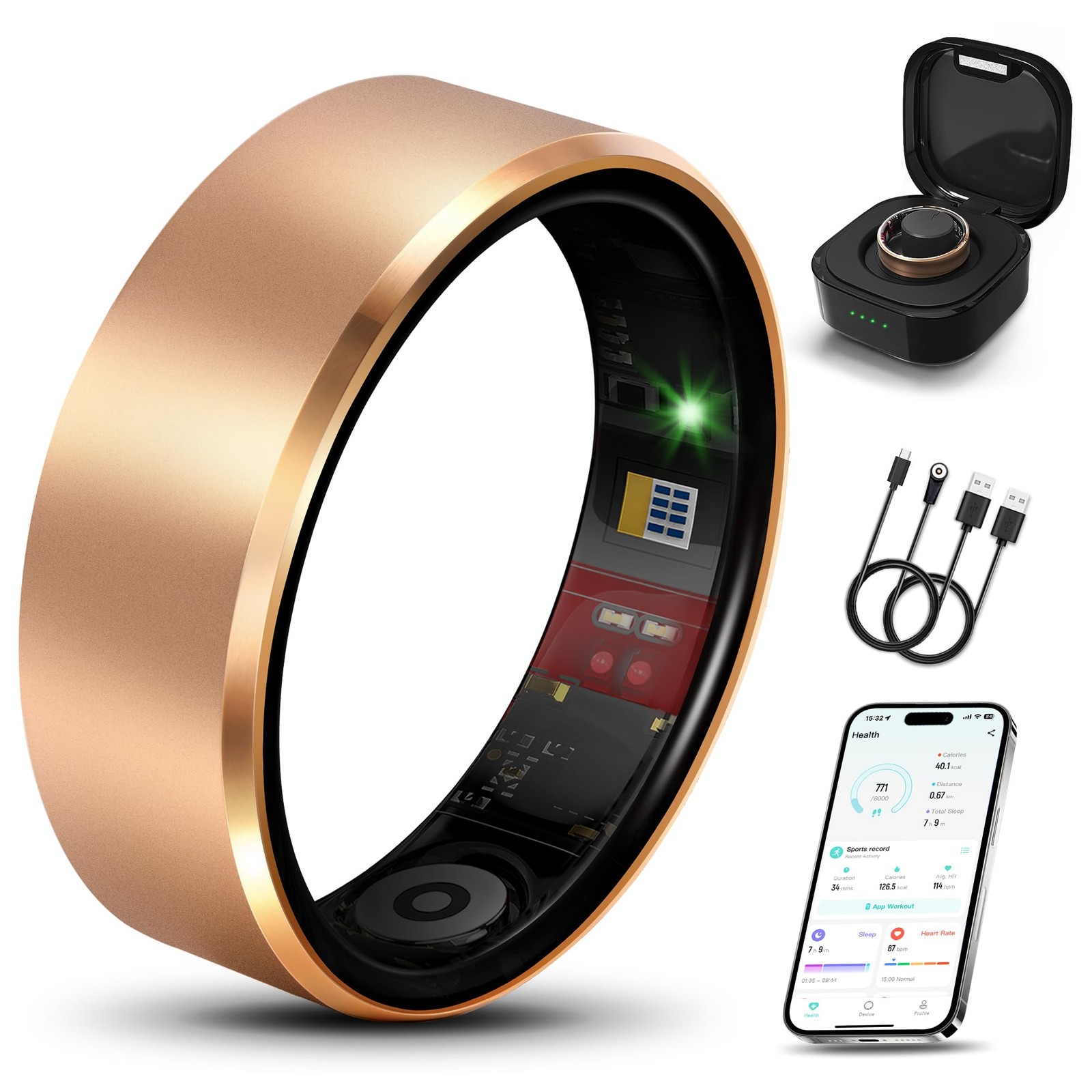 Smart Health Ring 2.0 Women Men, Slim, Scratch/Fingerprint Resistant