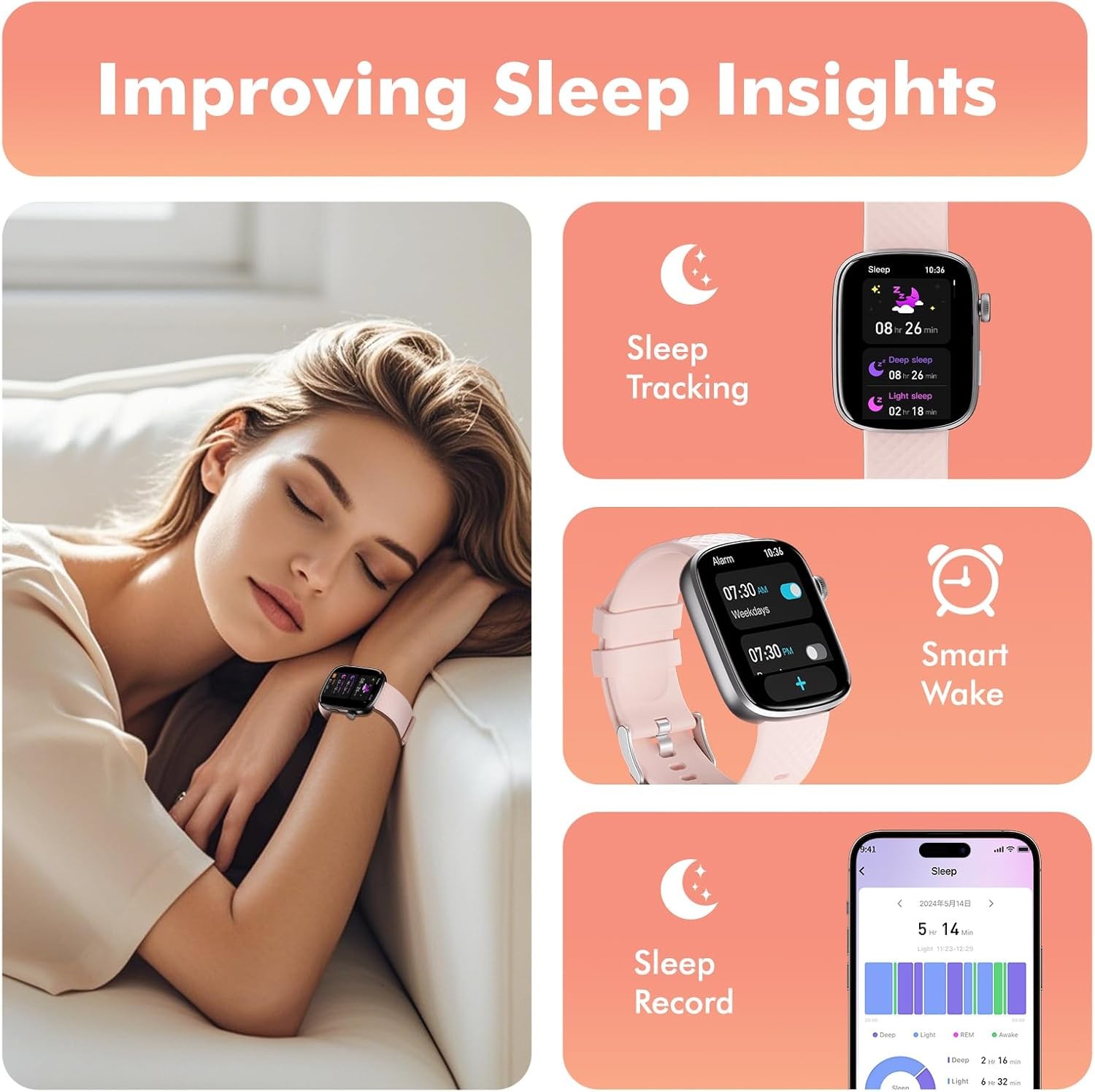 Smart Watch Bluetooth Call Heart Rate Monitor 100 Sports Modes 3ATM Waterproof