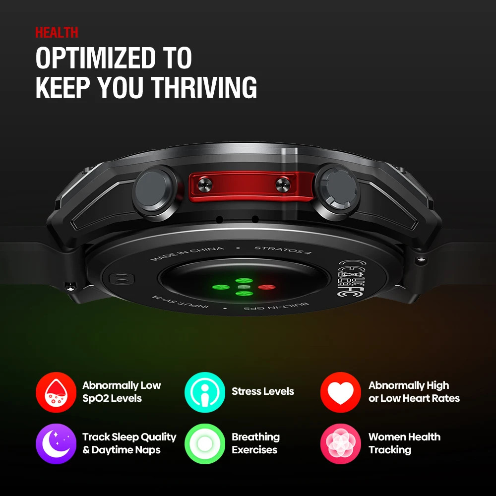 Zeblaze Stratos 4 GPS Smart Watch 1.43″ AMOLED Compass Flashlight 5ATM