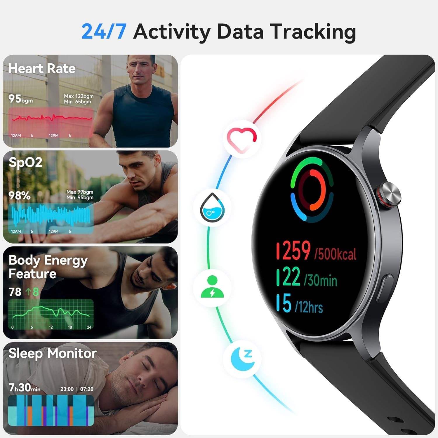 Luxury Smart Watch for Men & Women – AMOLED Fitness Tracker with SpO2 Monitoring